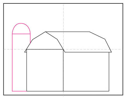 Easy How to Draw a Barn Tutorial and Barn Coloring Page