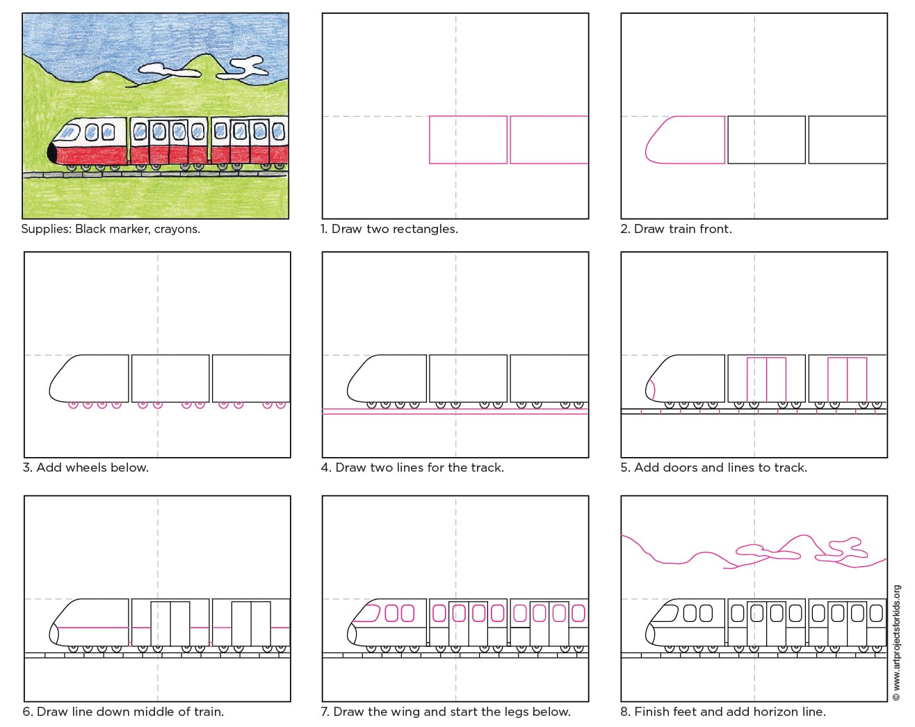 Draw a Simple Train · Art Projects for Kids