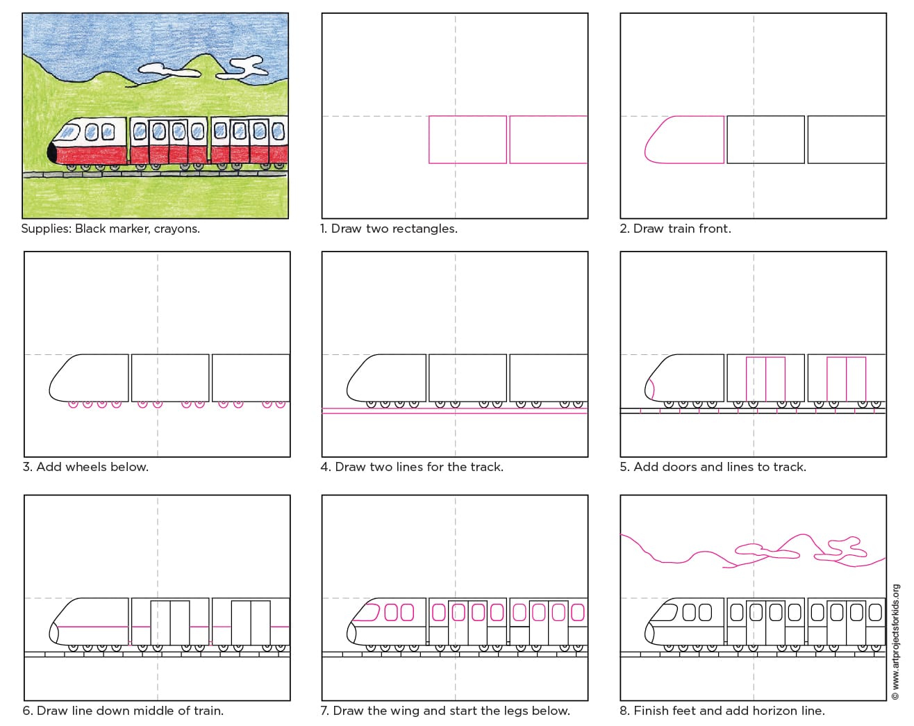 Draw A Simple Train Art Projects For Kids