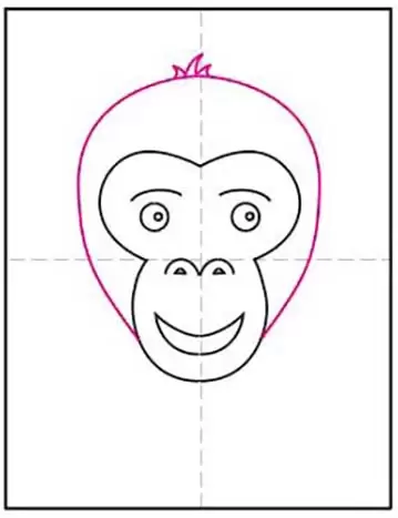 Простой учебник по рисованию лица обезьяны и раскраска