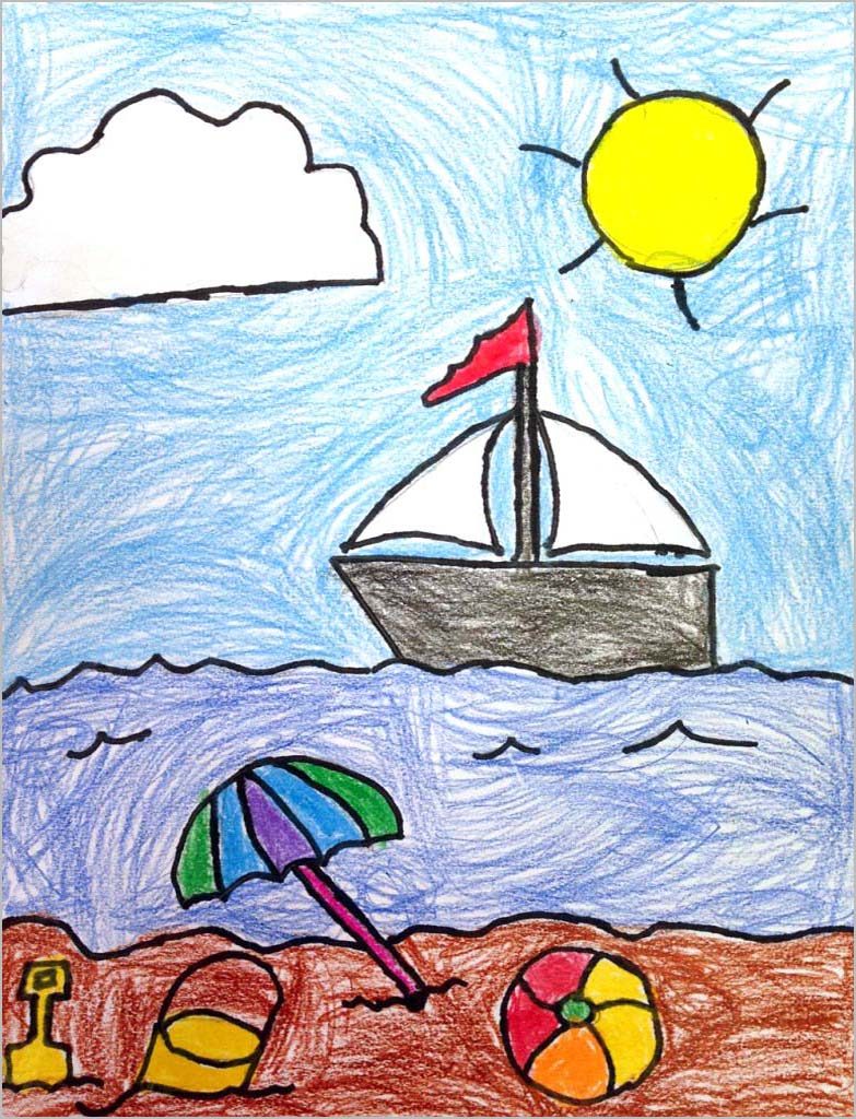 Draw a Beach · Art Projects for Kids