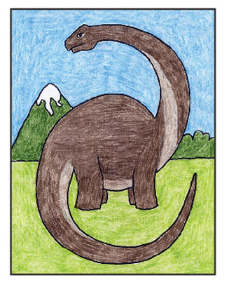 Easy How to Draw a Diplodocus Tutorial and Coloring Page