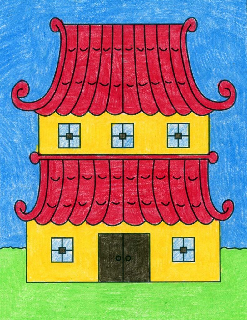 how to draw a Pagoda