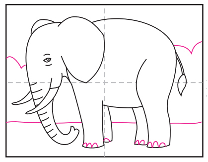 Easy How to Draw an Elephant for Kids Tutorial Video and Coloring Page