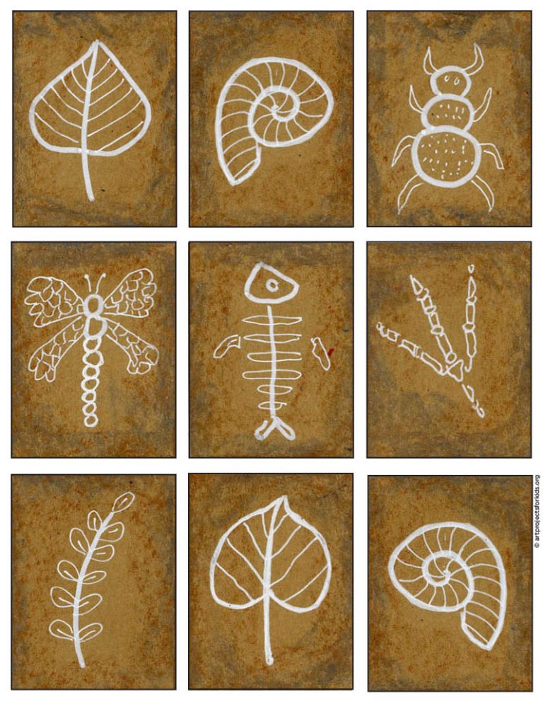 Easy How to Draw a Fossil Tutorial and Fossil Coloring Page