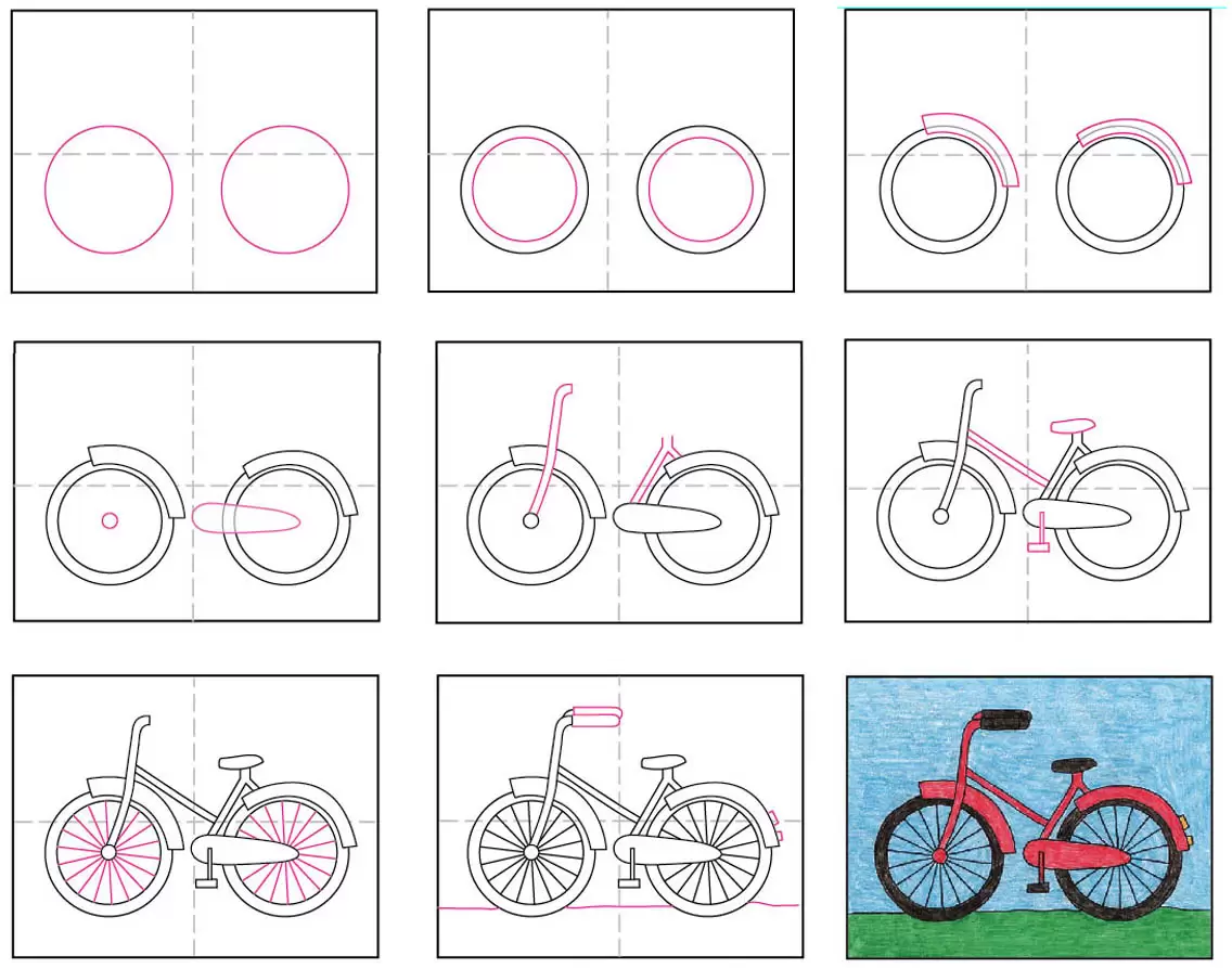 cách vẽ một chiếc xe đạp