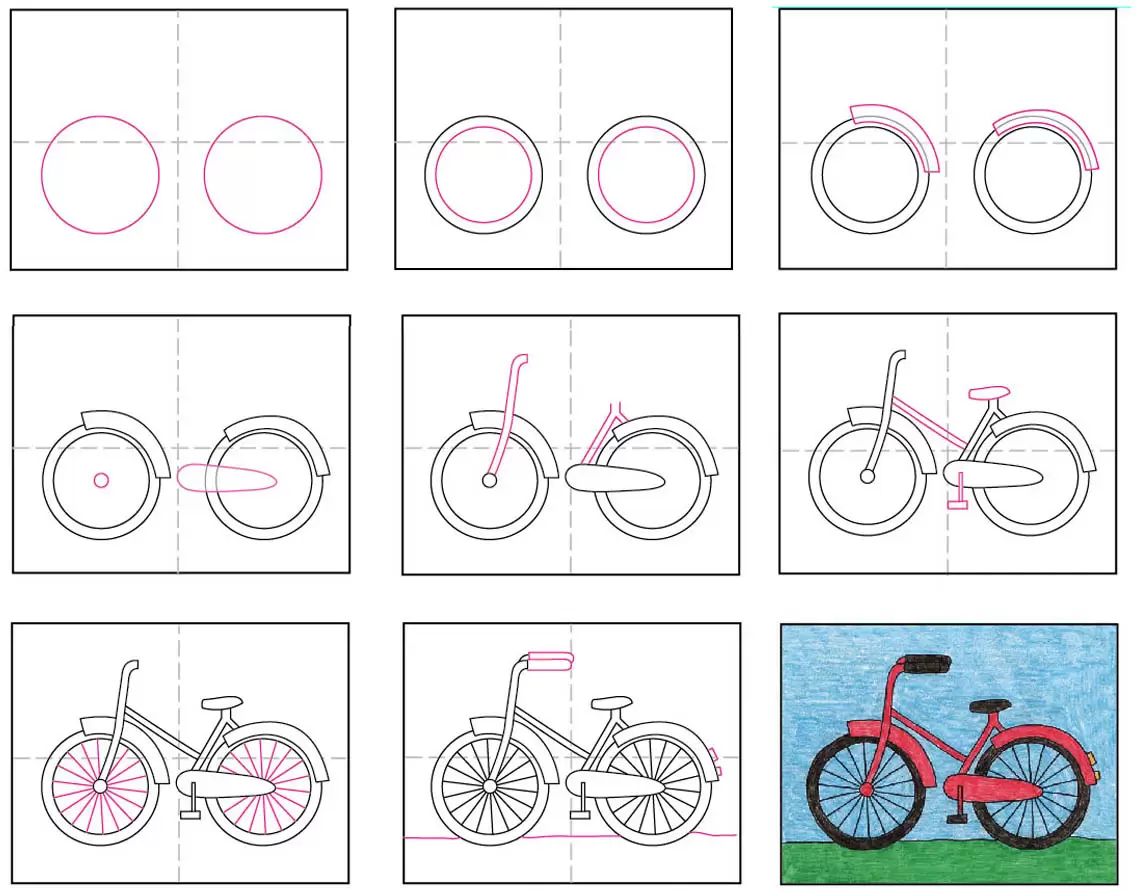 how to draw a bike