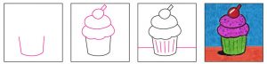 Easy How to Draw a Cupcake Tutorial Video and Coloring Page