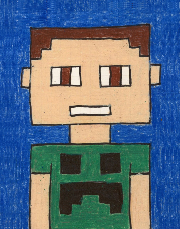 how to draw a minecraft selfie art