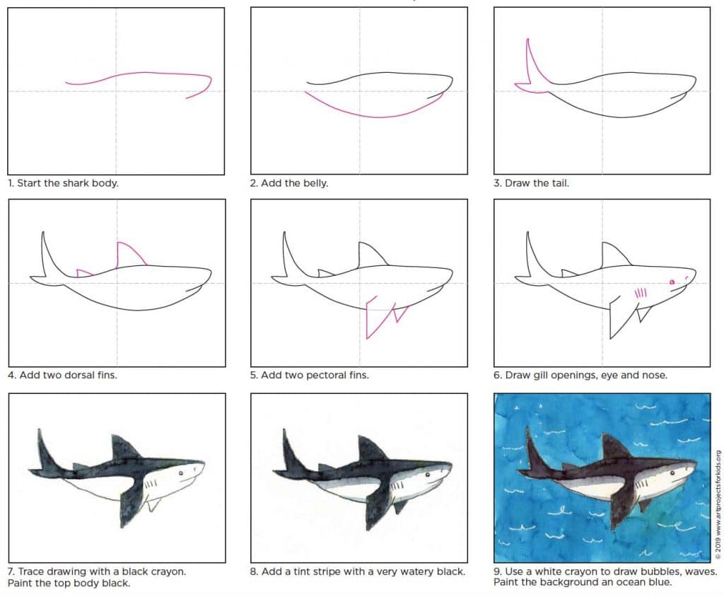 How to Draw a Shark · Art Projects for Kids