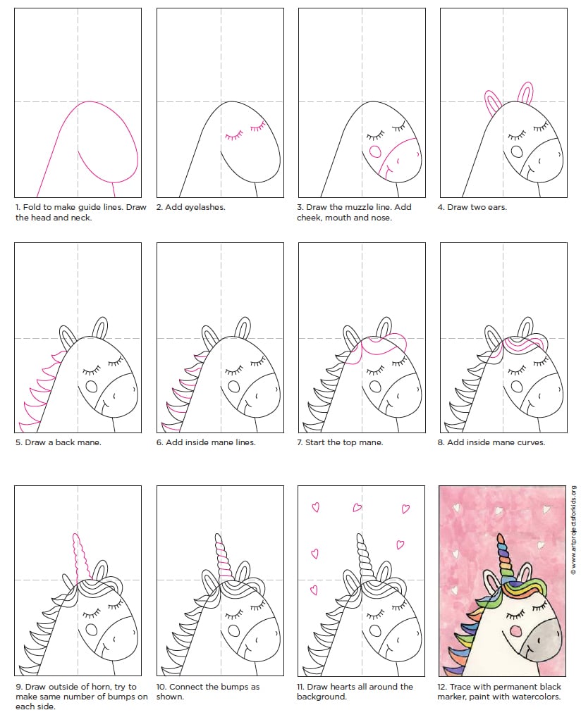 Easy Unicorn Drawing · Art Projects for Kids