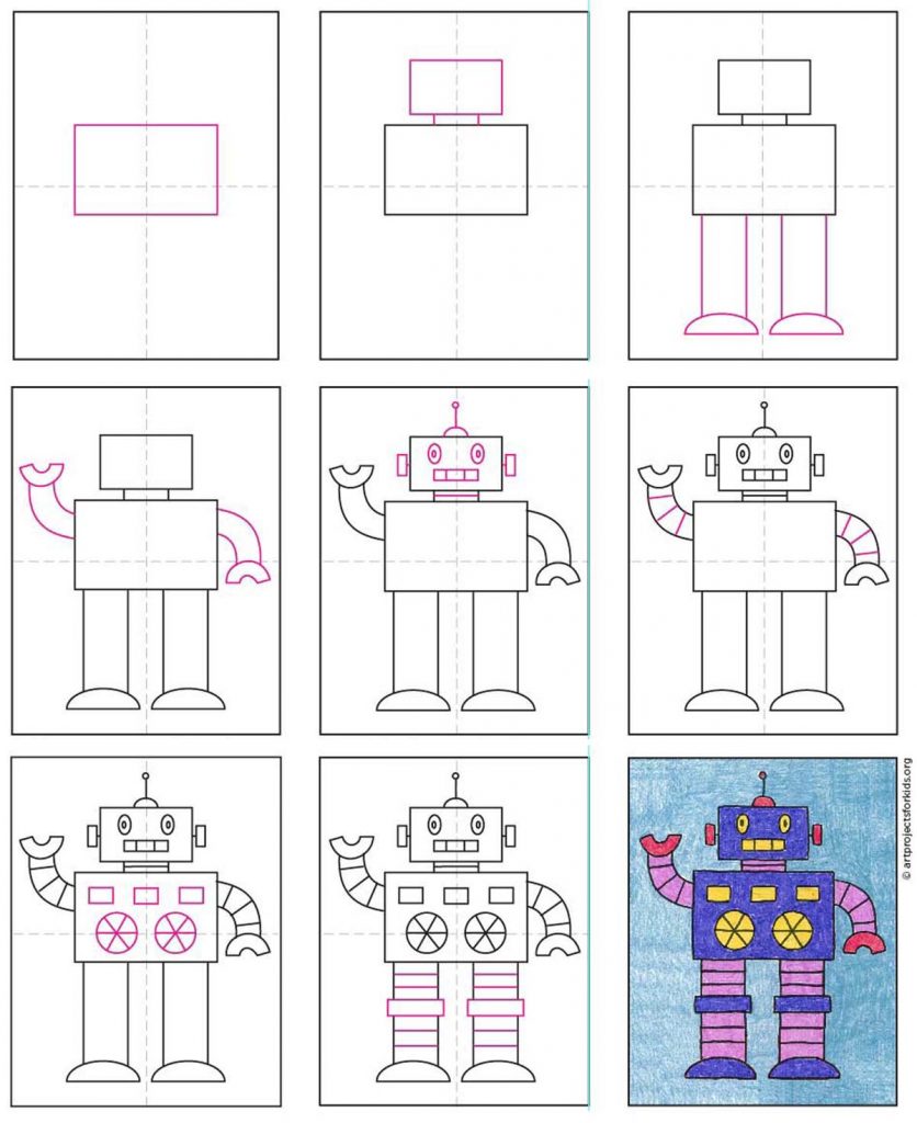 How To Draw A Robot Robot Coloring Page