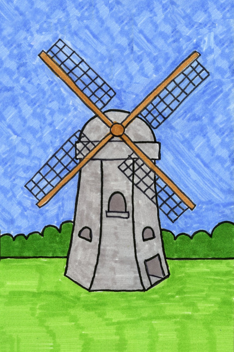Kids Windmill Drawing - steppinstuff