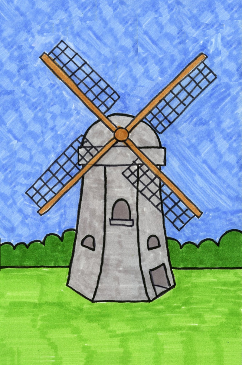 How to Draw a Windmill · Art Projects for Kids