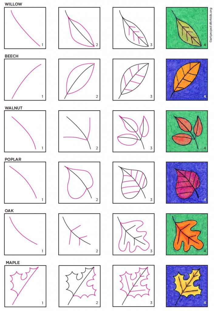 How To Draw Leaves Art Projects For Kids