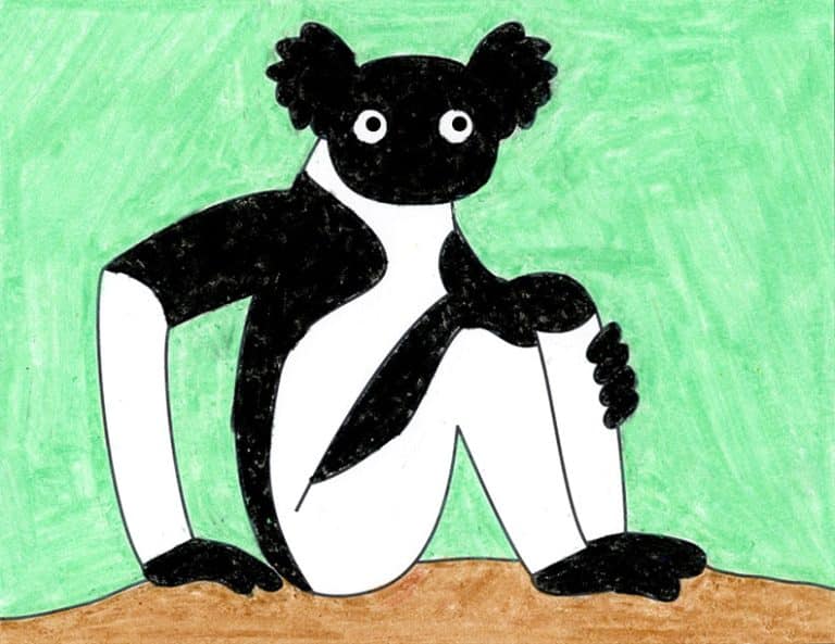 Easy How to Draw an Indri Tutorial and Indri Coloring Page