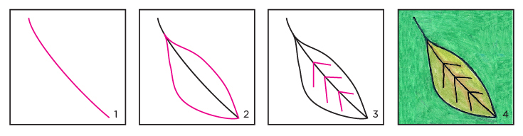 Easy Leaf Drawing Step By Step - Marked by Magic