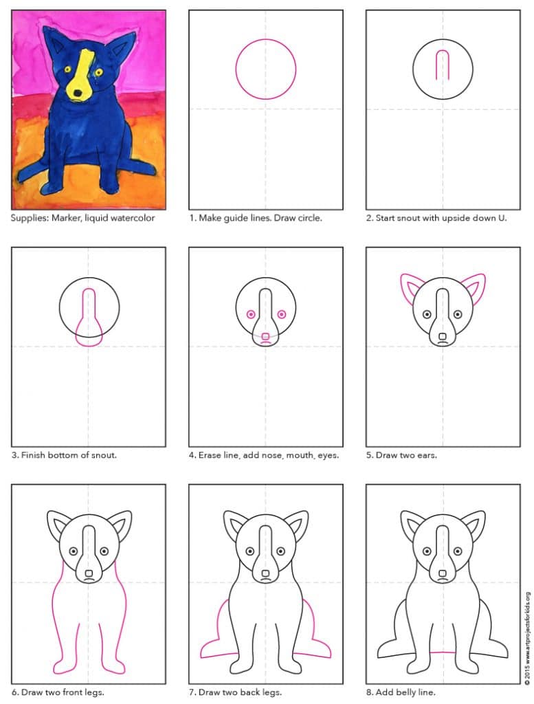 How to Draw Blue Dog · Art Projects for Kids