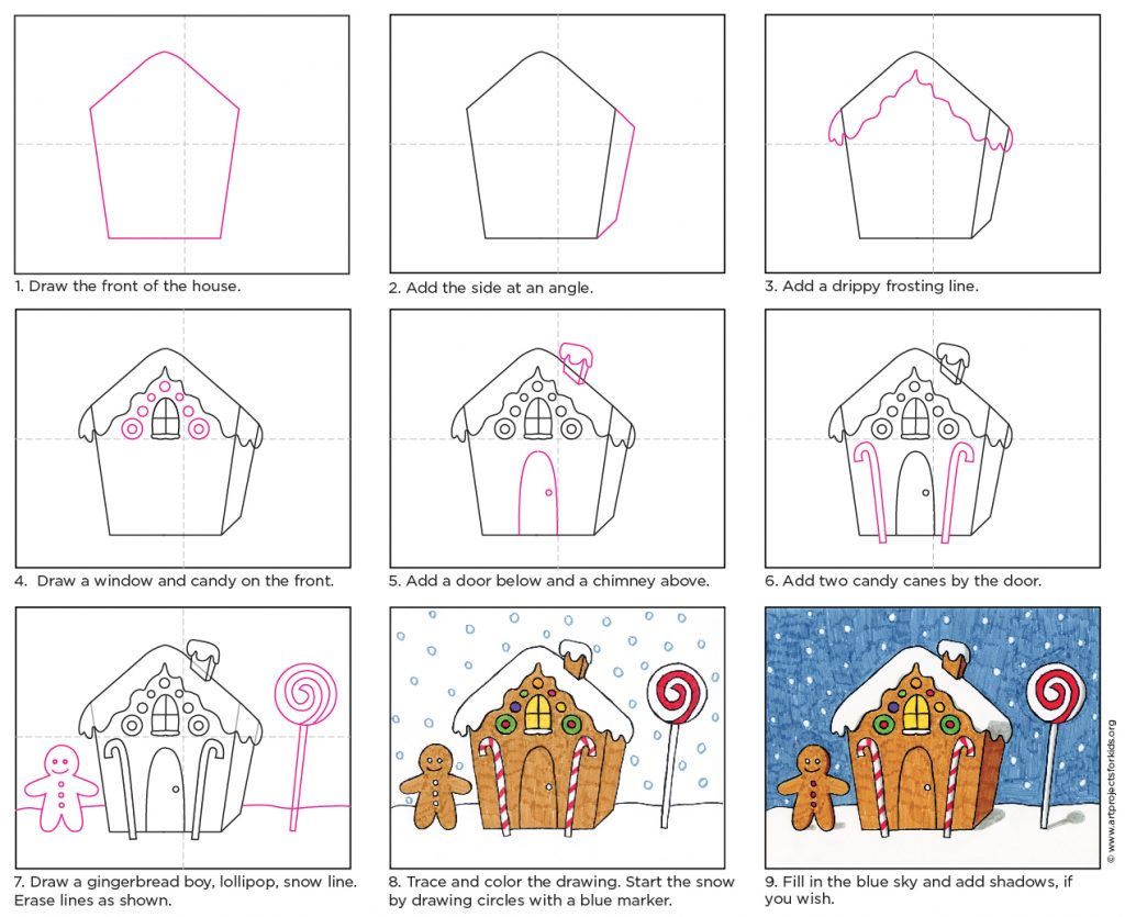 Draw a Gingerbread House · Art Projects for Kids