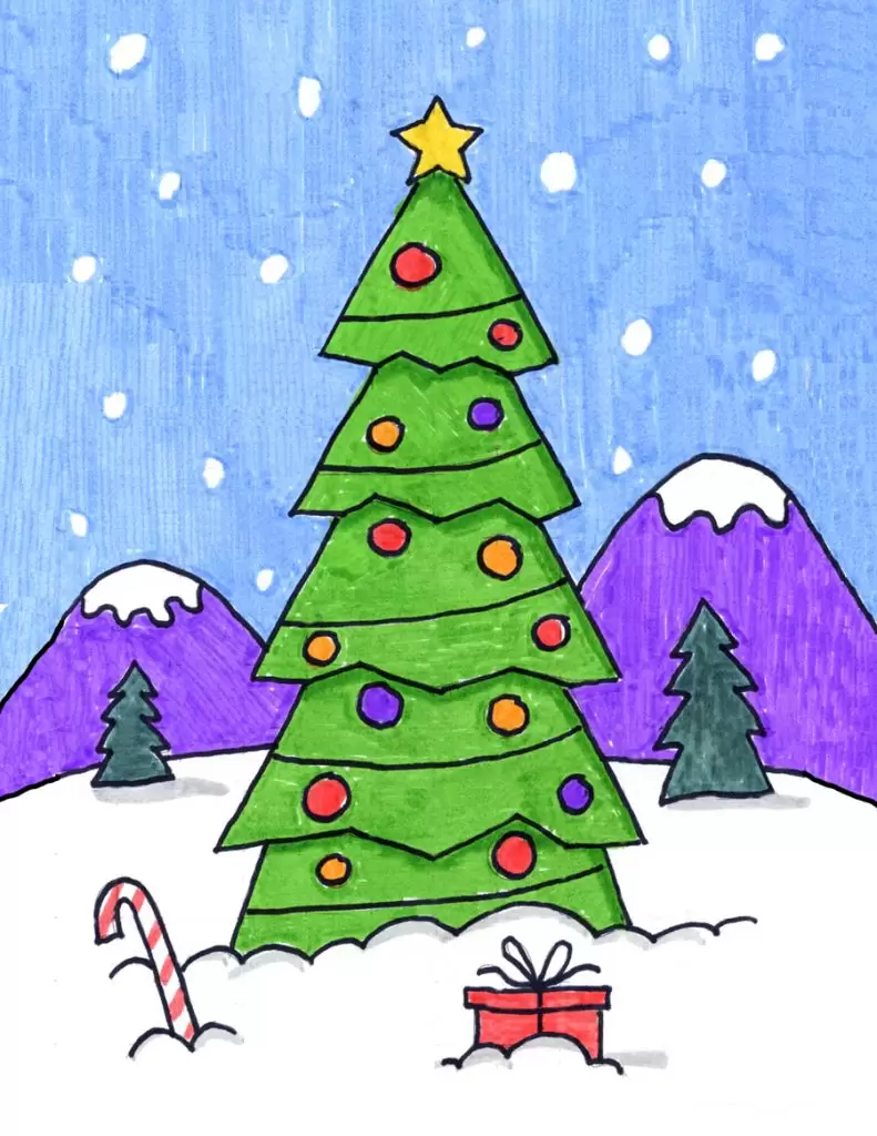 17 Cách vẽ cây thông Noel đơn giản và đẹp nhất cho bé