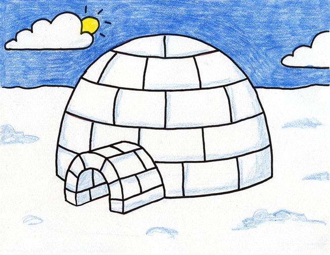 how to draw an igloo