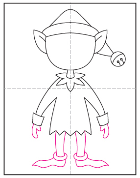 Easy How to Draw an Elf Tutorial and Elf Coloring Page