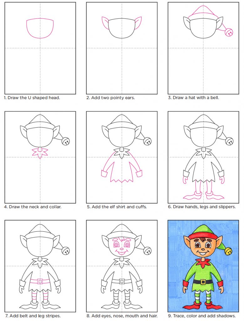 Step By Step Elf Drawing Art Projects For Kids