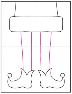 Easy How to Draw Elf Shoes Tutorial Video and Elf Coloring Page