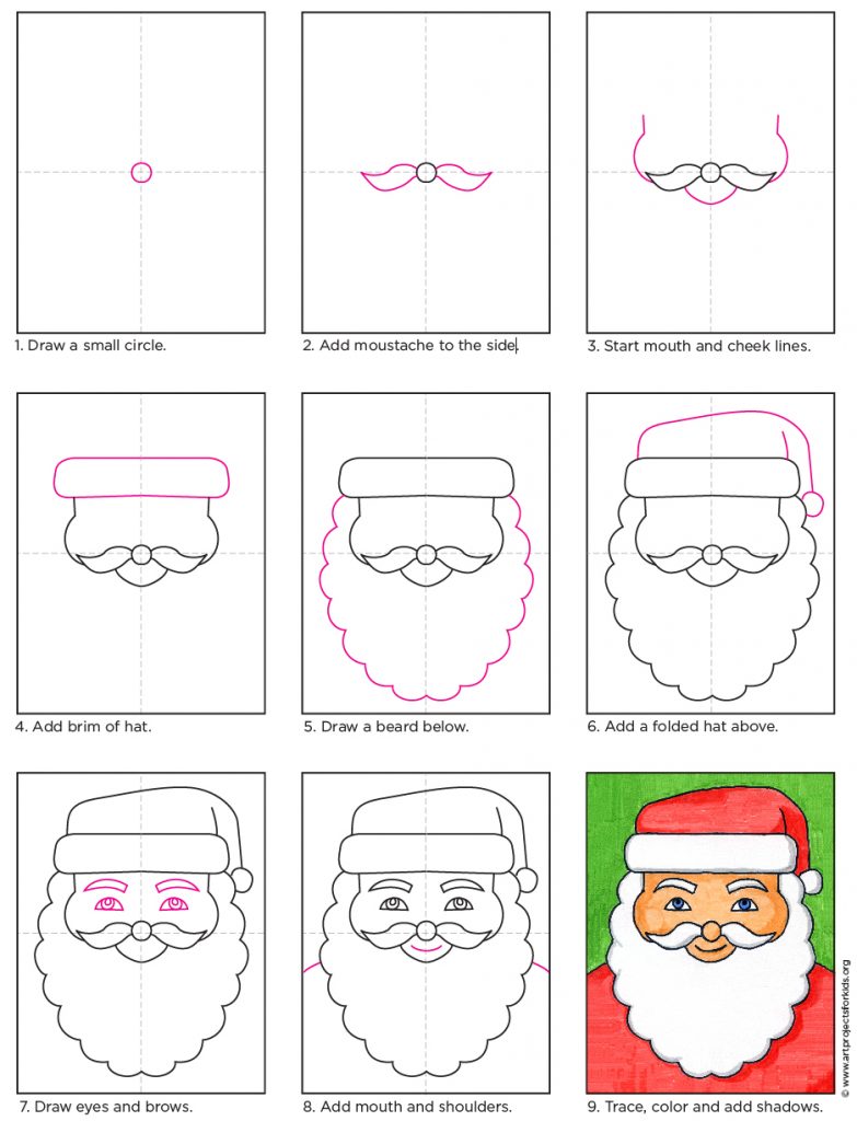 How to Draw Santa’s Face · Art Projects for Kids
