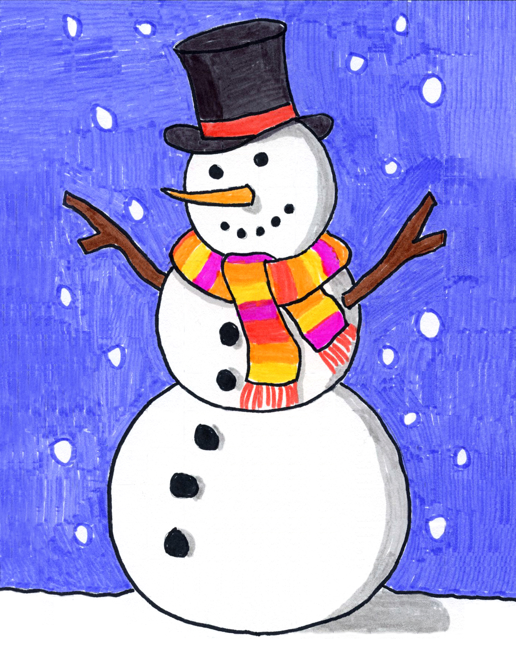 Easy Snowman Drawing MIT Printable Easy Snowman Drawing MIT Printable