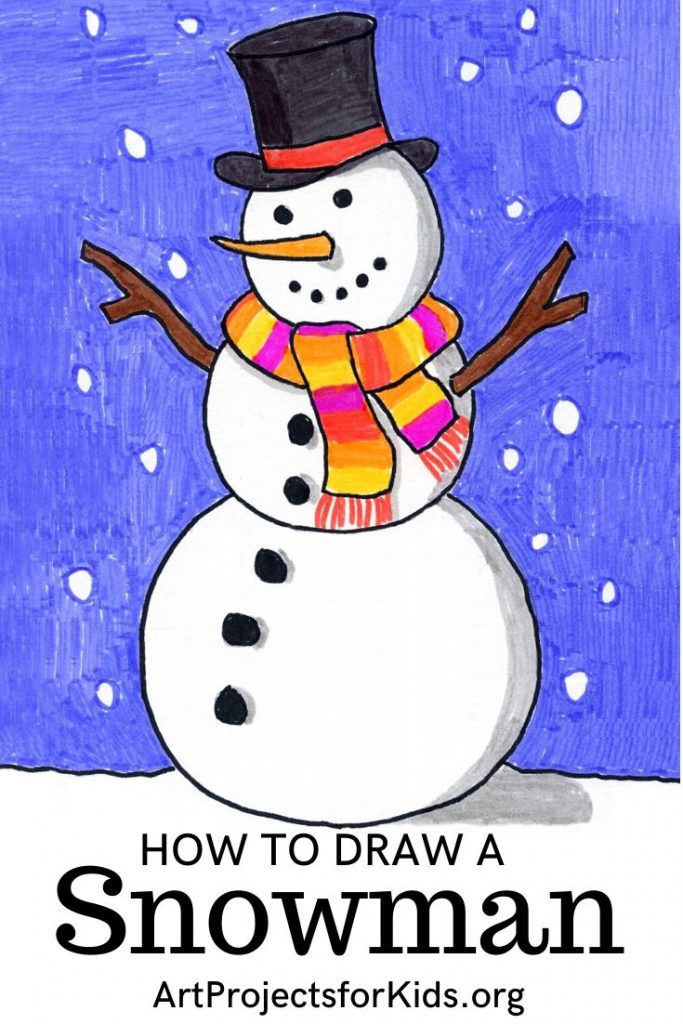 How to draw a cute snowman, with a free download tutorial.