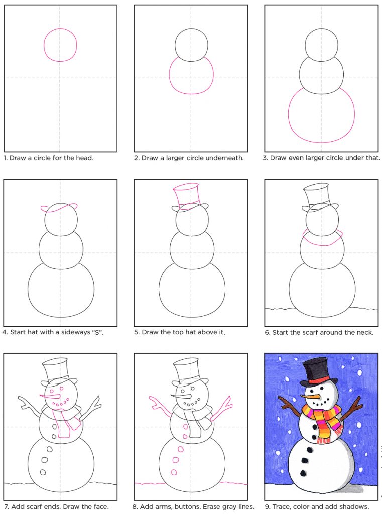 How to Draw a Snowman · Art Projects for Kids