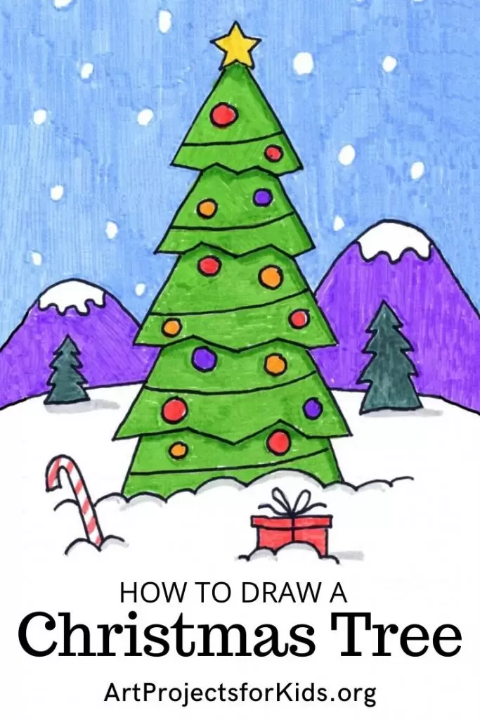 Steps to Drawing a Cartoon Christmas Tree Lesson for the Holidays | How to  Draw Step by Step Drawing Tutorials