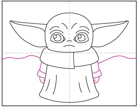 Easy How To Draw Baby Yoda Tutorial And Baby Yoda Coloring Page
