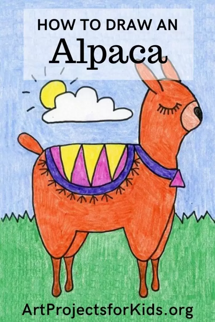 Простой учебник по рисованию альпаки и страница раскраски альпаки