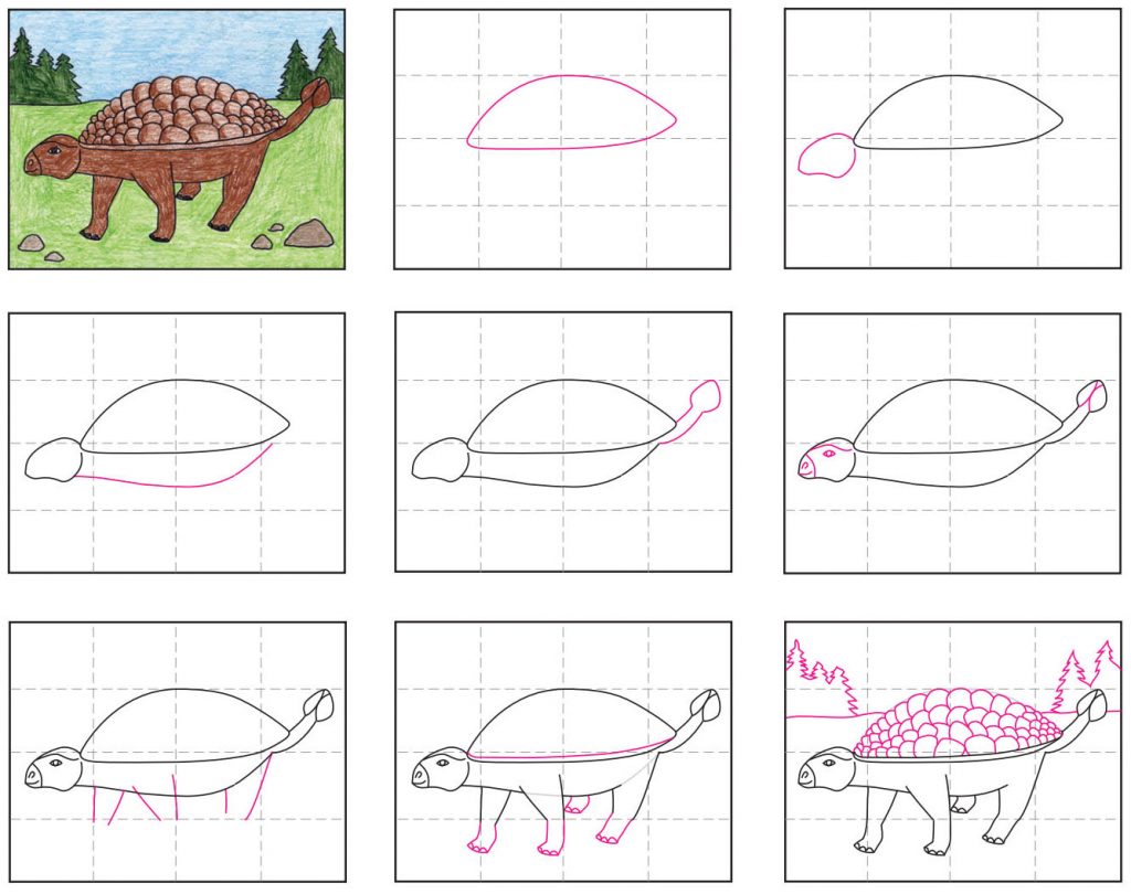 Draw an Ankylosaurus dinosaur