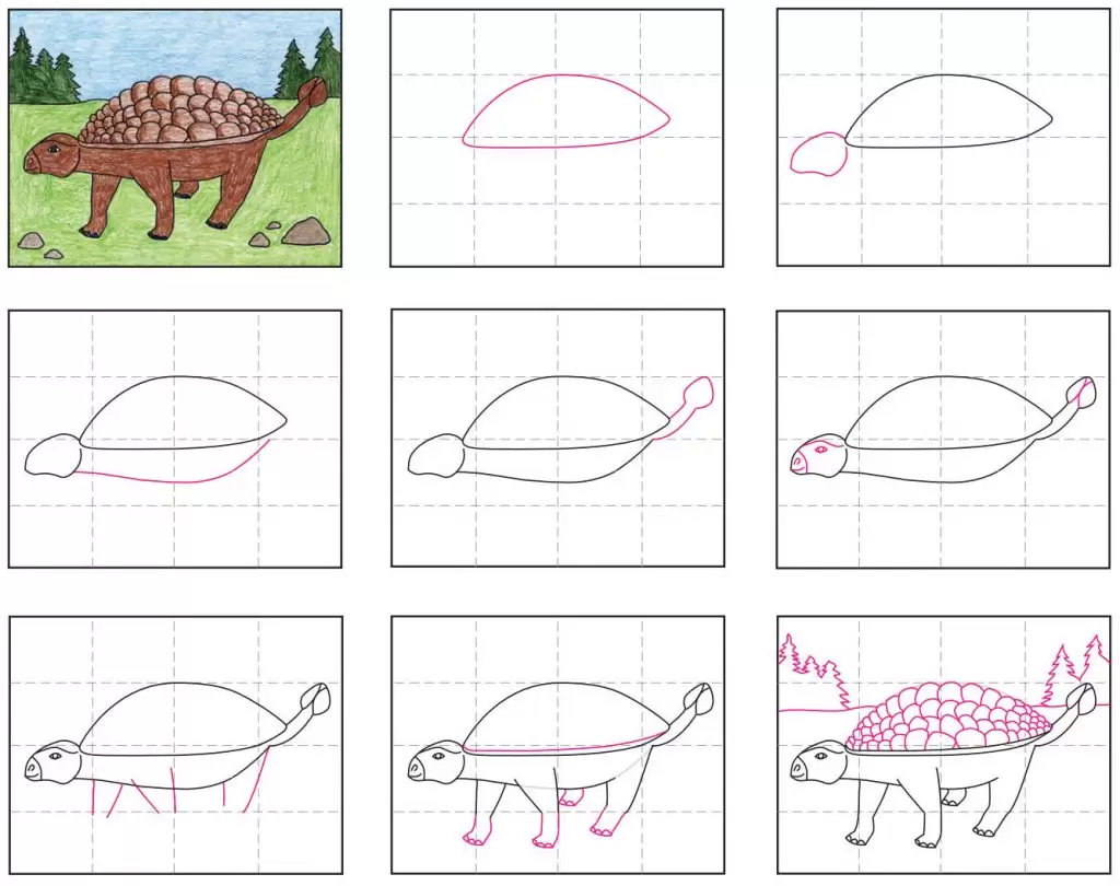 Draw an Ankylosaurus dinosaur