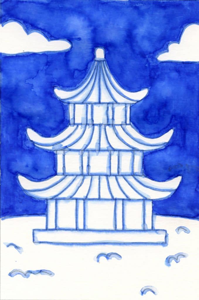 Easy How to Paint a Pagoda Tutorial · Art Projects for Kids