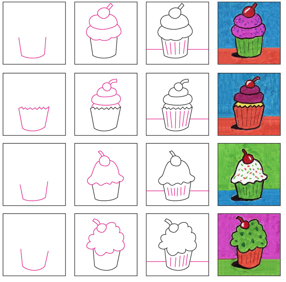 cupcake drawing for kids