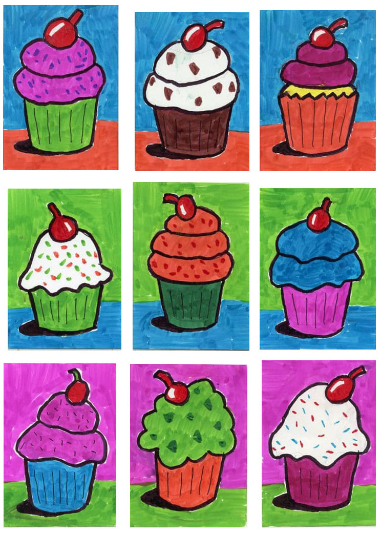 how-to-draw-lots-of-cupcakes-art-projects-for-kids