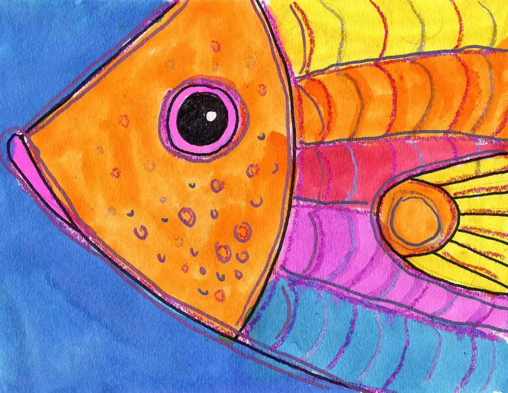 Draw and Paint a Colorful Fish Head