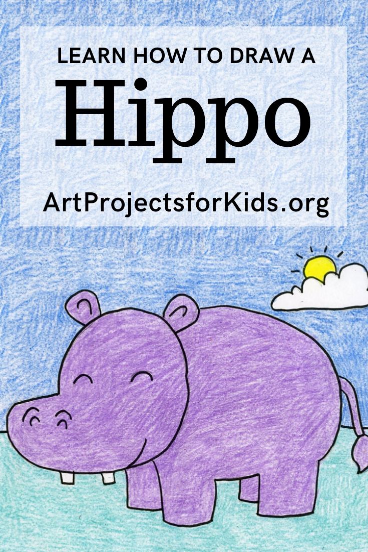 Draw a Hippopotamus · Art Projects for Kids