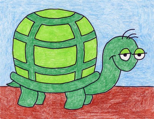 Easy How to Draw a Cartoon Turtle Tutorial