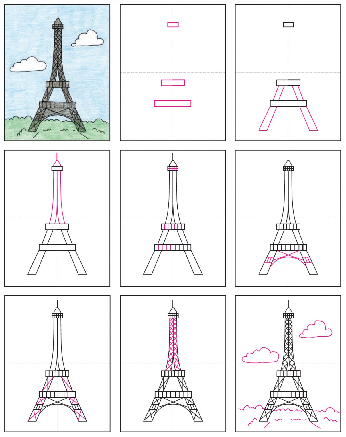 tour eiffel drawing easy