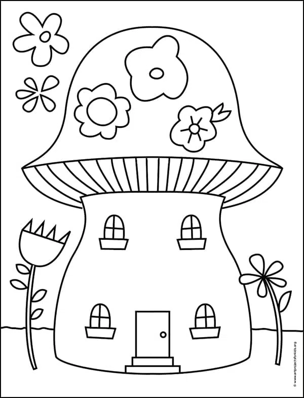 Fairy House Coloring page, available as a free download.