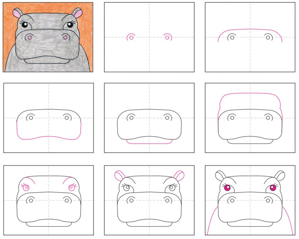how to draw a hippopotamus