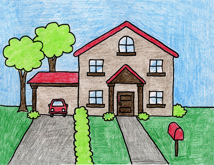 Beautiful House Drawing Colour Full I used the strathmore toned tan