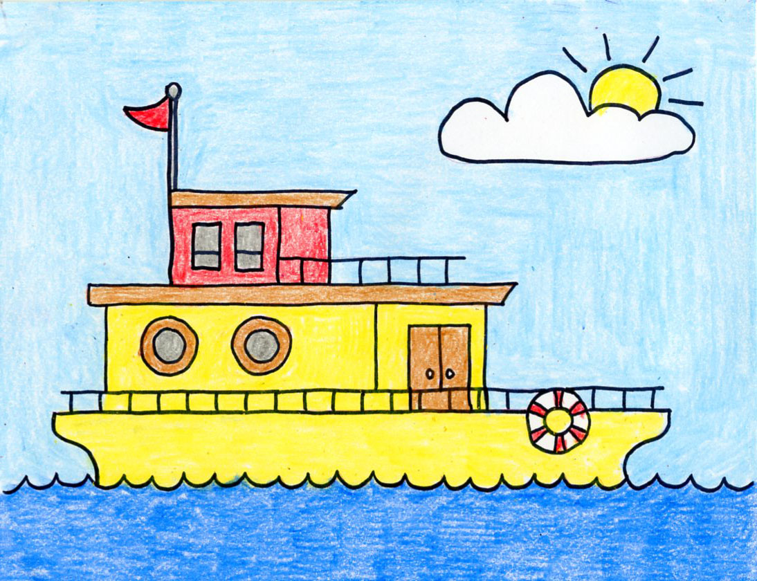 How to Draw a Houseboat · Art Projects for Kids