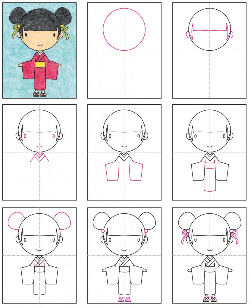 Draw A Girl In A Kimono Art Projects For Kids