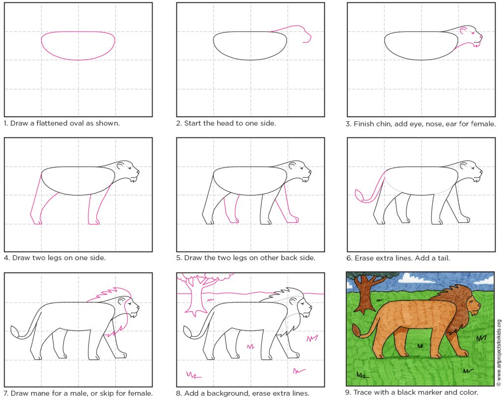 How to Draw a Lion · Art Projects for Kids